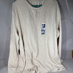 George Men's Tan Long Sleeve Crew-Neck Solid Shirt 2XL (50-52) New CC1